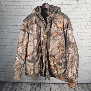 Game Winner Realtree Xtra Camo Hunting Jacket Mens XL Heavy Parka Hooded Brown